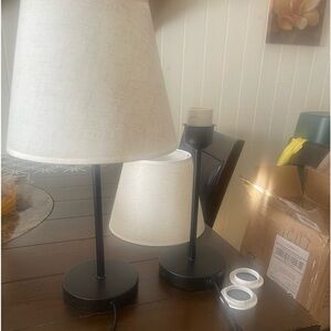 Bedside table lamps with linen fabric shades bought and did not use